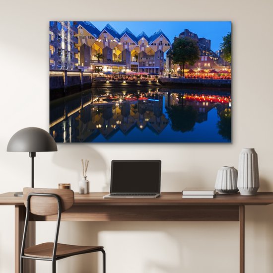 Le vieux port de Rotterdam aux Nederland Aluminium 90x60 cm - Tirage photo sur aluminium (décoration murale en métal)