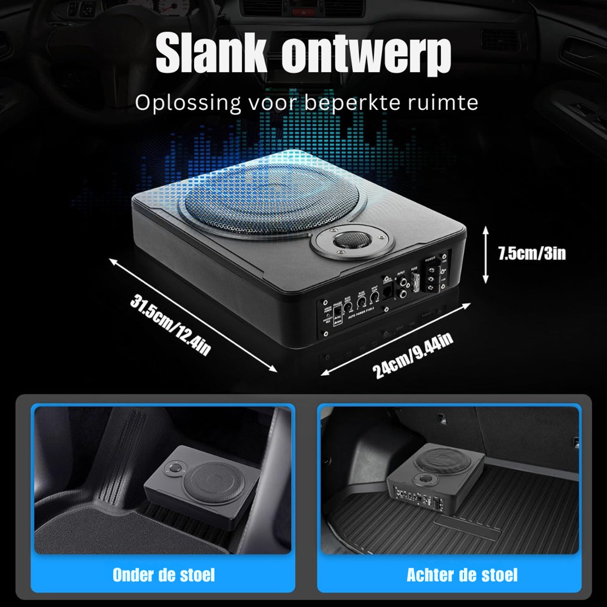 HEZIVO® Underseat Subwoofer - Actieve Luidspreker Auto - Bassbox - 600W – foto 4