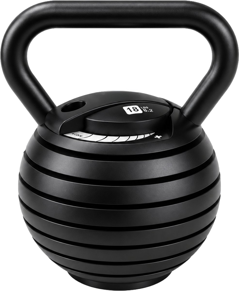 Strive Verstelbare Kettlebell 2 tot 18 kg - 6 Standen - Antislip Handgreep - Compact Ontwerp voor Thuisfitness - Krachttraining voor het hele Lichaam
