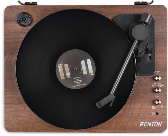 Platenspeler Bluetooth (in/uit) - Fenton RP162 - retro platenspeler met speakers (stereo) en mp3 speler - Bruin