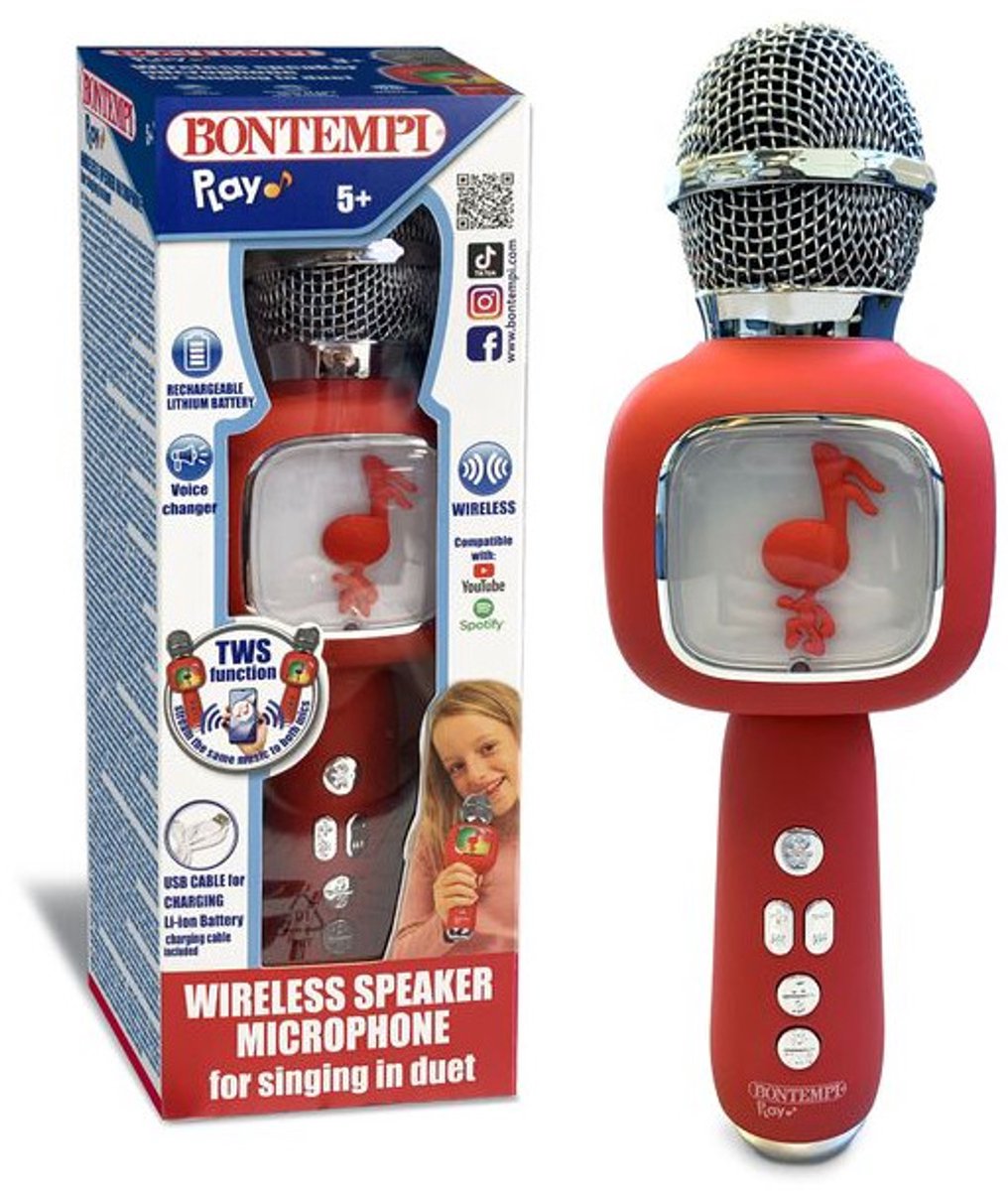 Bontempi 48 5110, Speelgoedmicrofoon, 5 jaar, Rood, Zilver
