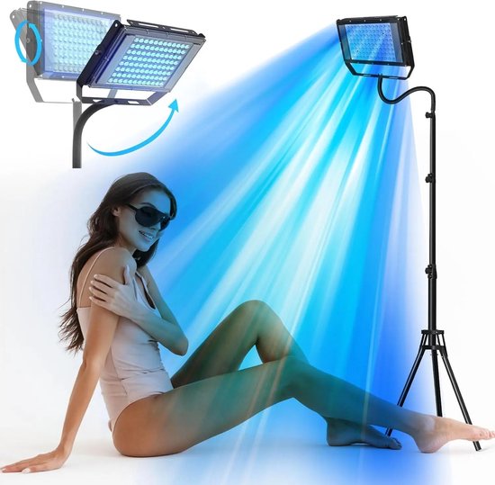 Lampe de bronzage LED Lifero pour la maison – Solarium 50W avec 96 LED – Bronzage visage avec 2 modes et 5 intensités – Visage et corps