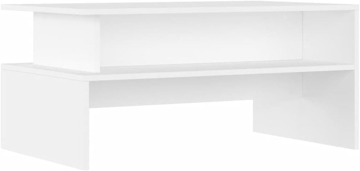 Salontafel Hout Wit 90x55x42.5cm Sierlijk Ontwerp