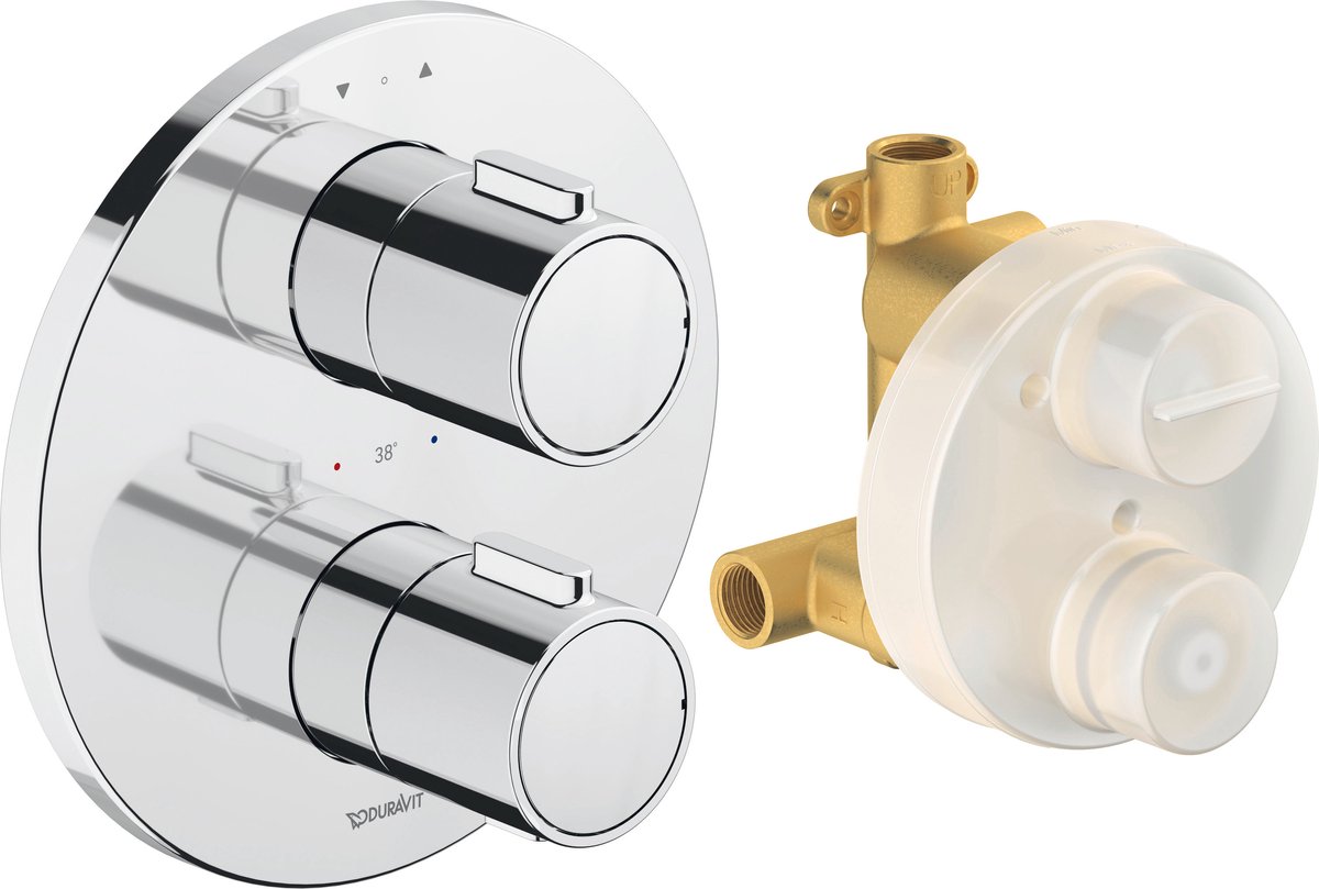 Duravit Thermostatarmaturen Afbouwdeel - inbouw bad/douchekraan - thermostatisch - rond - diameter 17cm - inclusief inbouwdeel - glans chroom