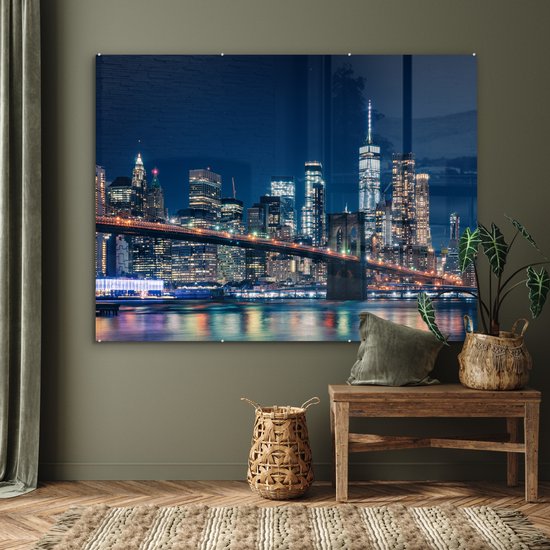 Peintures sur verre - New York - Nuit - Pont de Brooklyn - 160x120 cm - Peintures Plexiglas
