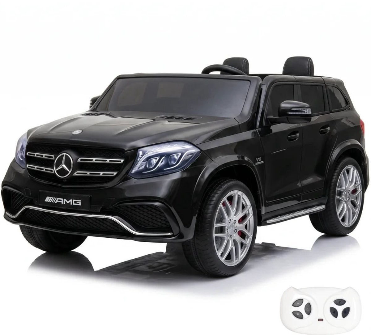Mercedes-Benz GLS63 AMG 12V Elektrische Kinderauto 2-Zitter 2 tot 7 jaar – Officieel Gelicentieerd met 4 Motoren & Afstandsbediening – Tweepersoons Luxe SUV met Lederen Zitje & Bluetooth – Zwart