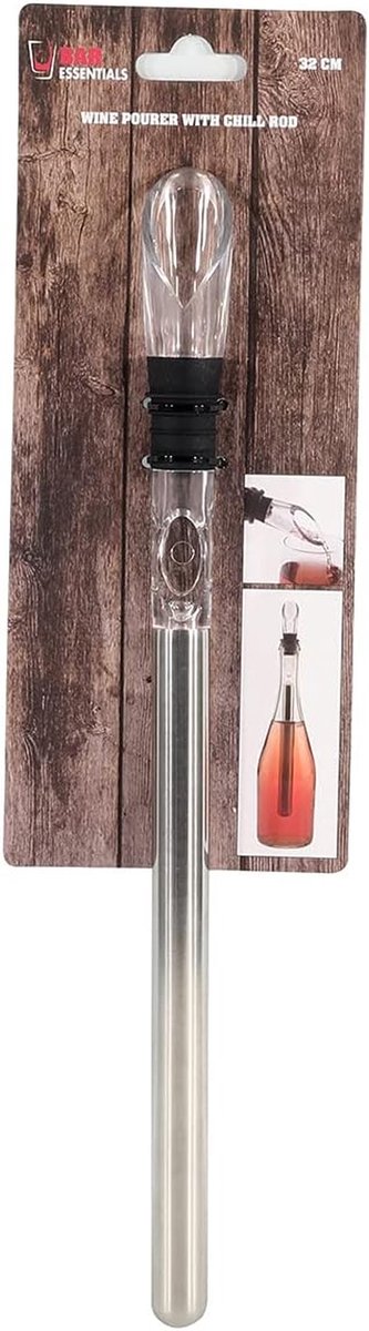 Wijnkoeler - Fleskoeler - Drank Koel Houden - Met Aerator - 32 cm - Zilverkleurig