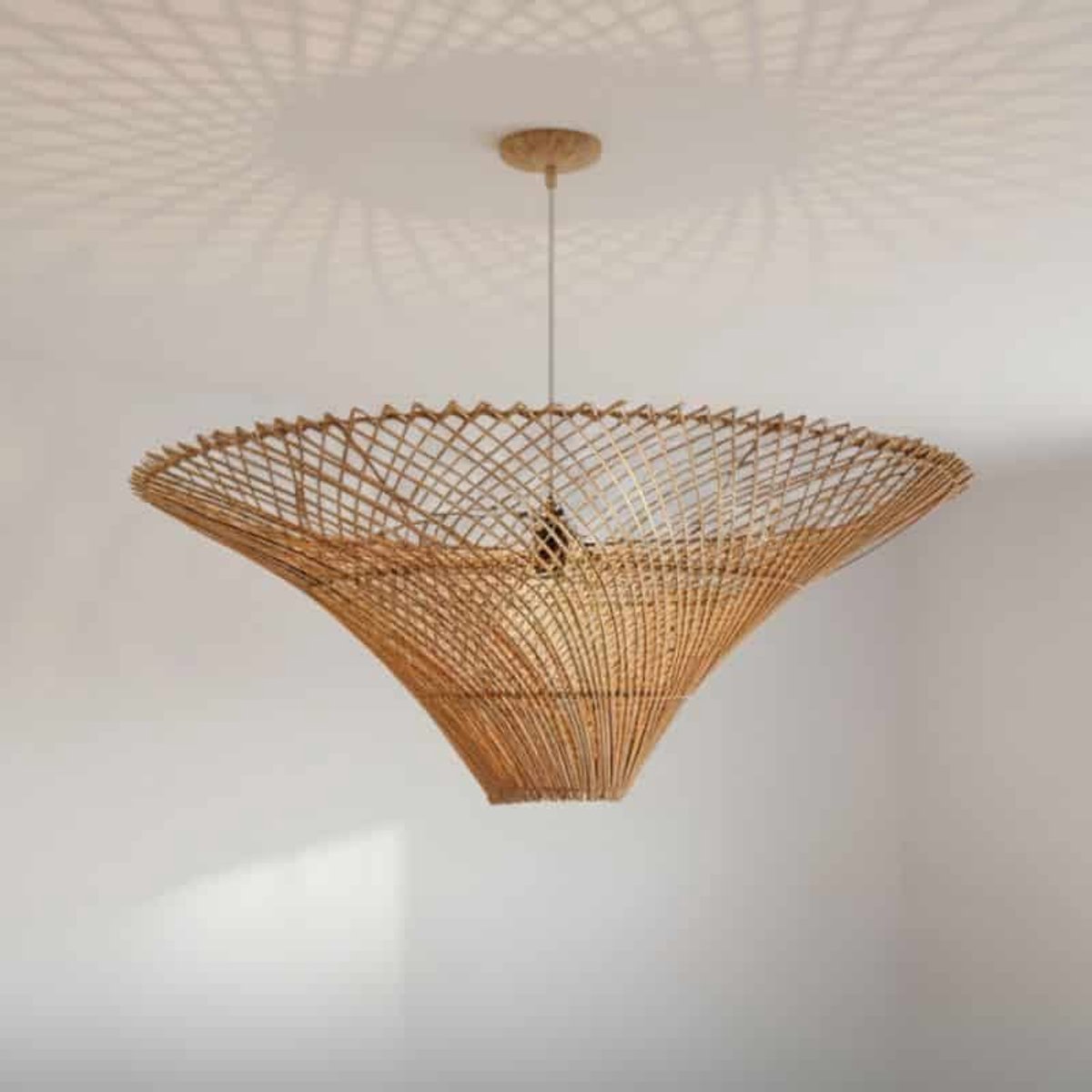 Ronde rotan plafonniere Solana -Ø80cm- 4Shine