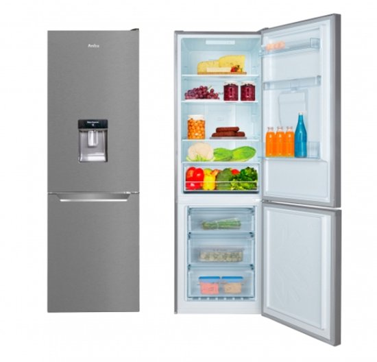 Amica AFN8322DX No-Frost Koelvriescombinatie 322L Roestvrijstaal Waterdispenser 2L 185,5cm Hoog