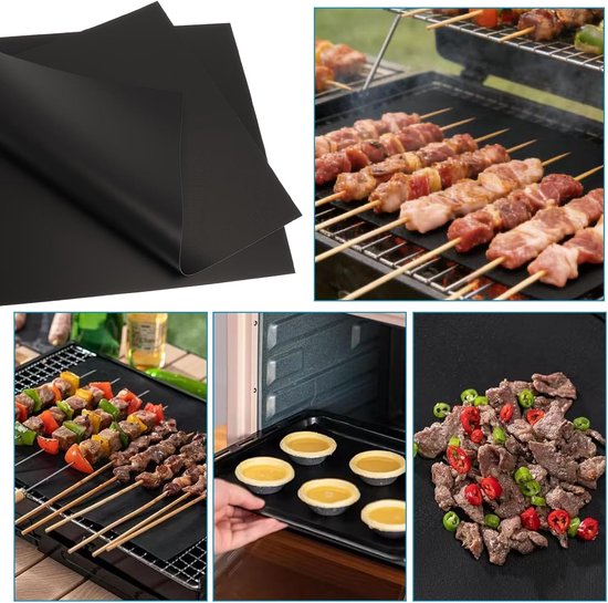 Grill Mat - Bakplaat Folie - Schoon Grillen - Hittebestendig - 40 x 50 cm - Zwart — afbeelding 4