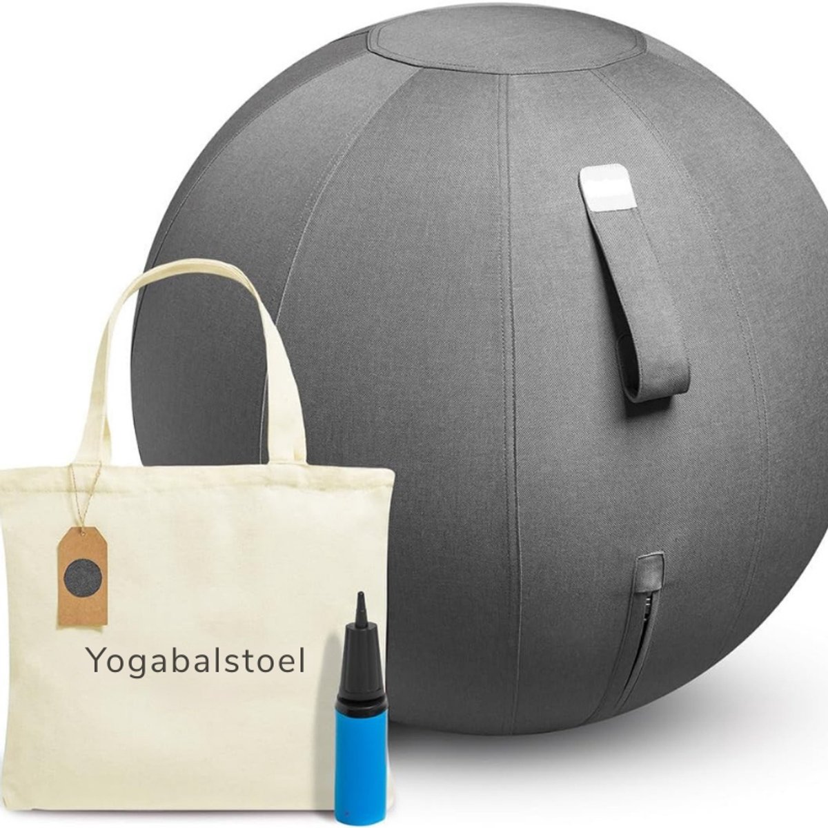 Ergonomische Zitbal 65 Cm - Luxe Yoga Bal Voor Kantoor En Thuis - Zitbal Met Linnen Hoes - Gezonde Bureaustoel Alternatief - Grijs