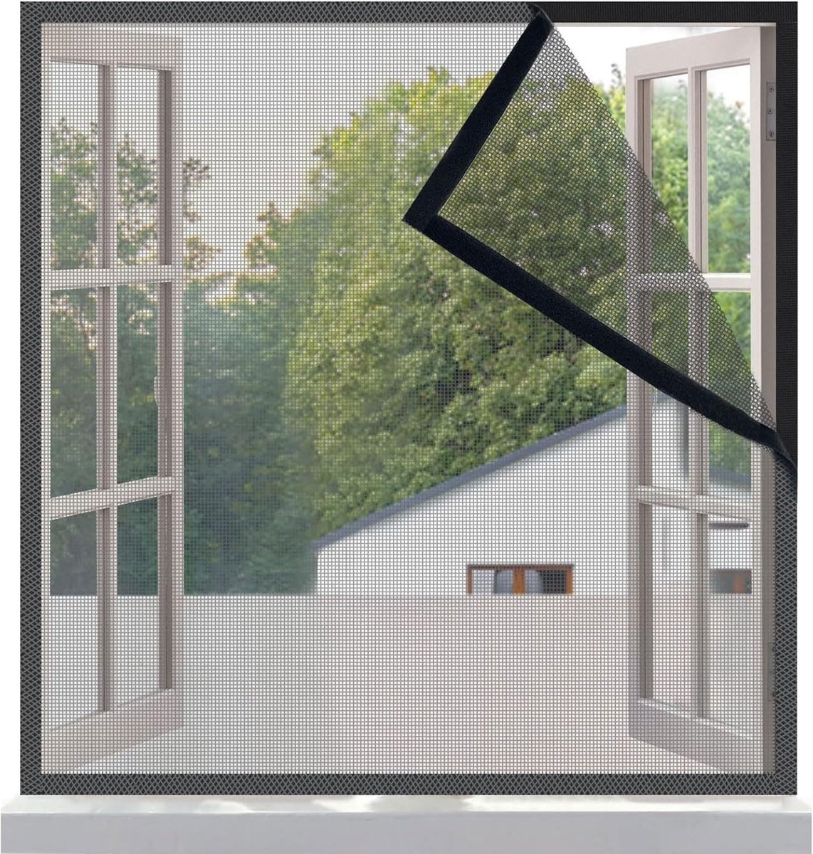 Vliegengordijn Hor - Raam Hor - Insecten Buiten - Zonder Boren - 80x110cm - Grijs