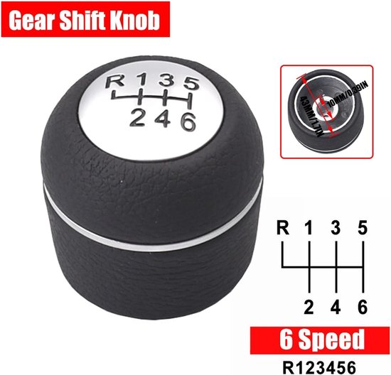 Versnellingspookknop - Schakelhendel Pook - Comfortabel Rijden - Duurzaam ABS PU Leer - 6 cm Hoogte - Zwart — afbeelding 3