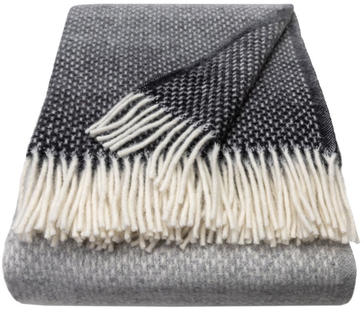WOOOL Luxury Plaid - OMBRE (Pebble) - 150x183cm - 100% Wol Grijs