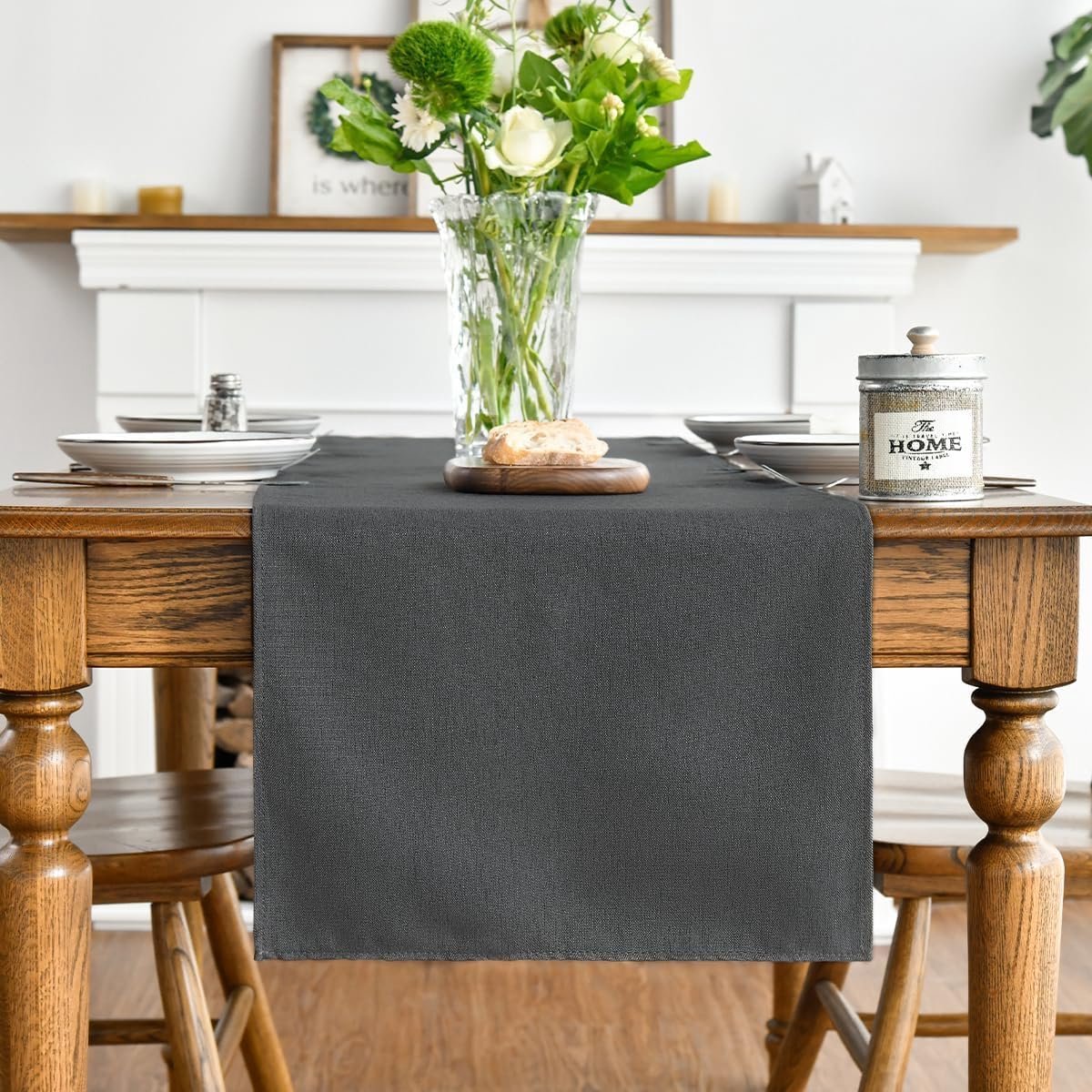 Tafelloper - Afwasbaar - Herfstdecoratie voor de eettafel - Grijs 40x100 cm