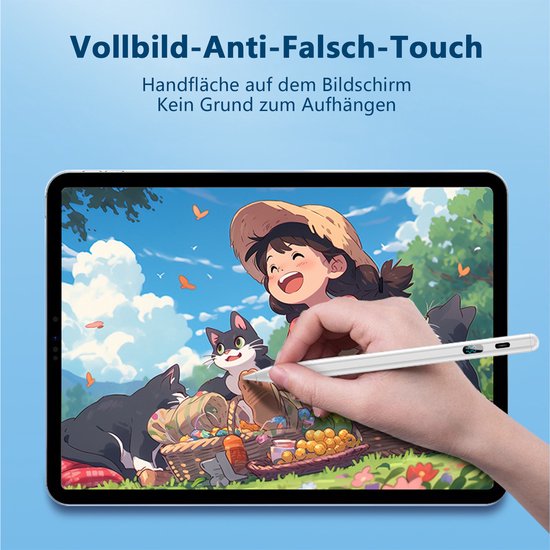 MIVRAY Styluspennen - Universele Stylus Met Palm Rejection Voor Tablets, Styluspen Met Touch Schakelaar, Vervangbare Tip Inclusief, Oplaadbaar Type-C - Aluminiumlegering, Wit — afbeelding 3