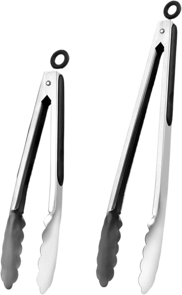 Tang Set - Kooktang Keukentang - Koken Grillen - Sterke Grip - 2 Stuks - Zilver