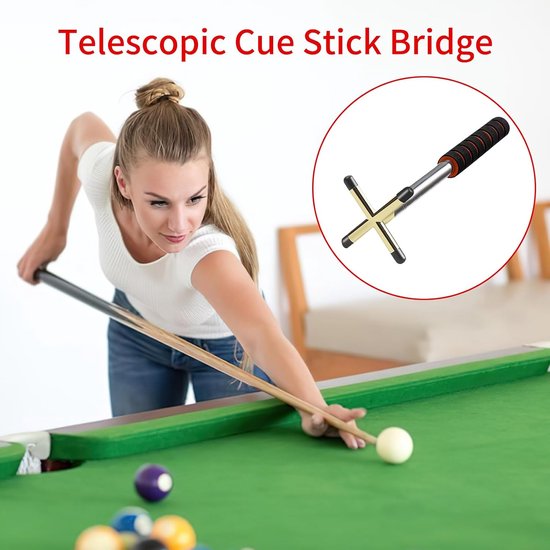 Biljartkeu Brug - Tafelspel Accessoire - Precisie Spel - Telescopisch Verstelbaar - 150 cm - Cross — afbeelding 2