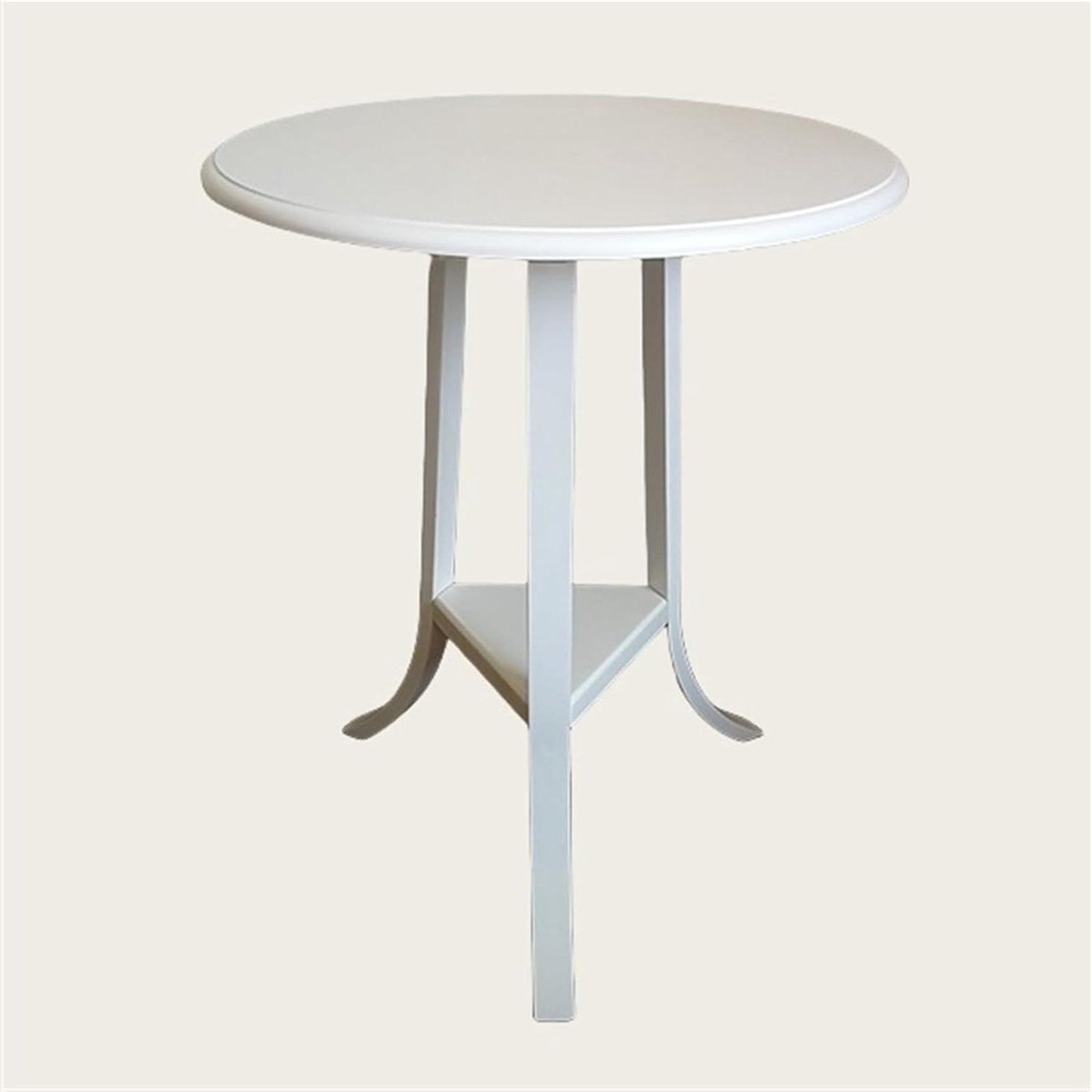 Hoge bijzettafel - Nachtkastje banktafel - Woonkamer opbergruimte - Stevige driehoekige basis - 50 x 50 x 70 cm - Wit