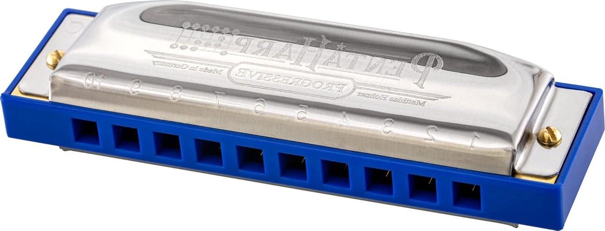 Mondharmonica - Penta Harp - Muziek Maken - Bb-Moll Pentatonisch - 10 Gaten - Blauw