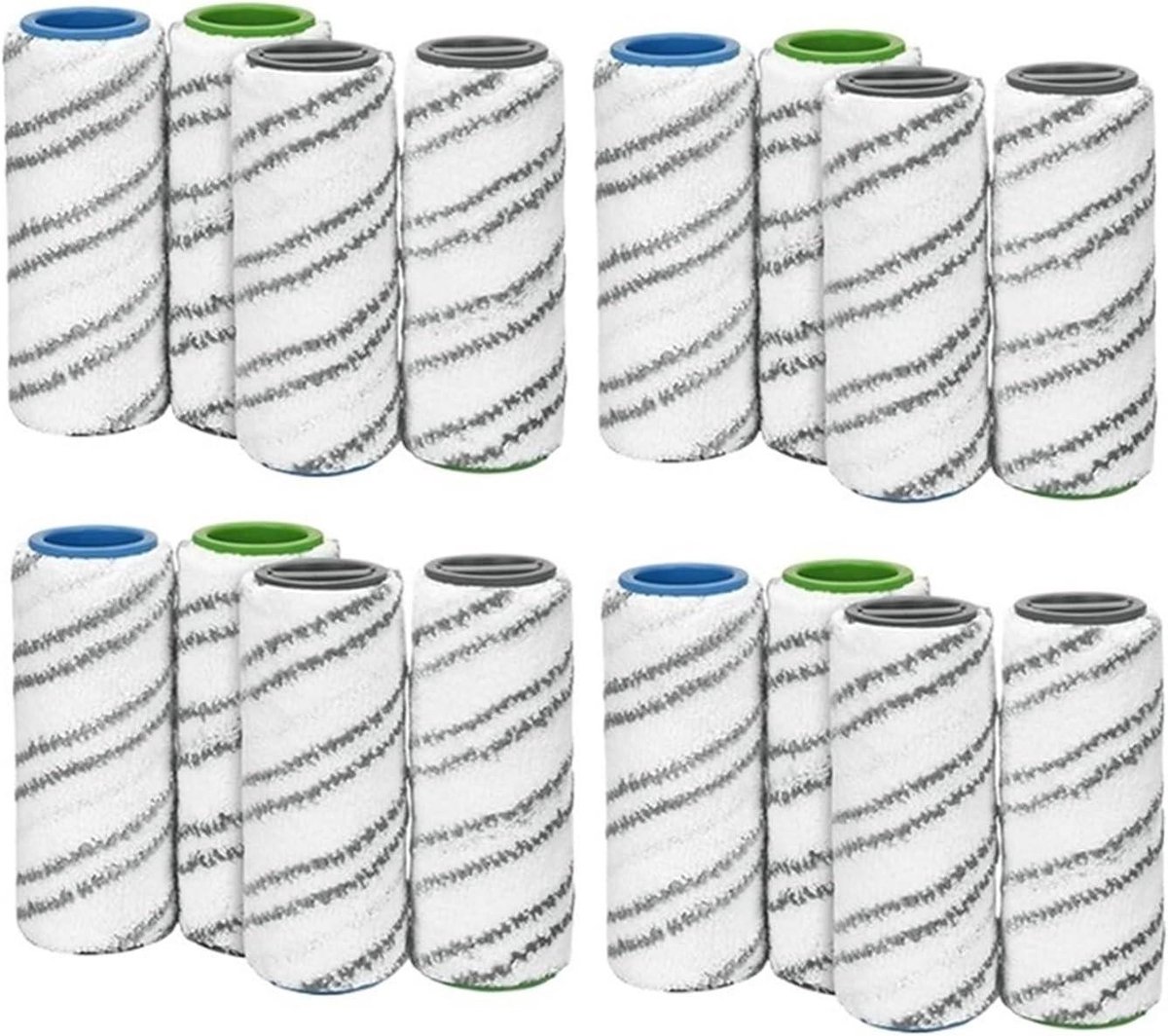 Stofzuiger Rolborstel - Microvezel Rollen - Harde Vloeren Reinigen - Herbruikbaar en Wasbaar - 2 Stuks - Geel Grijs