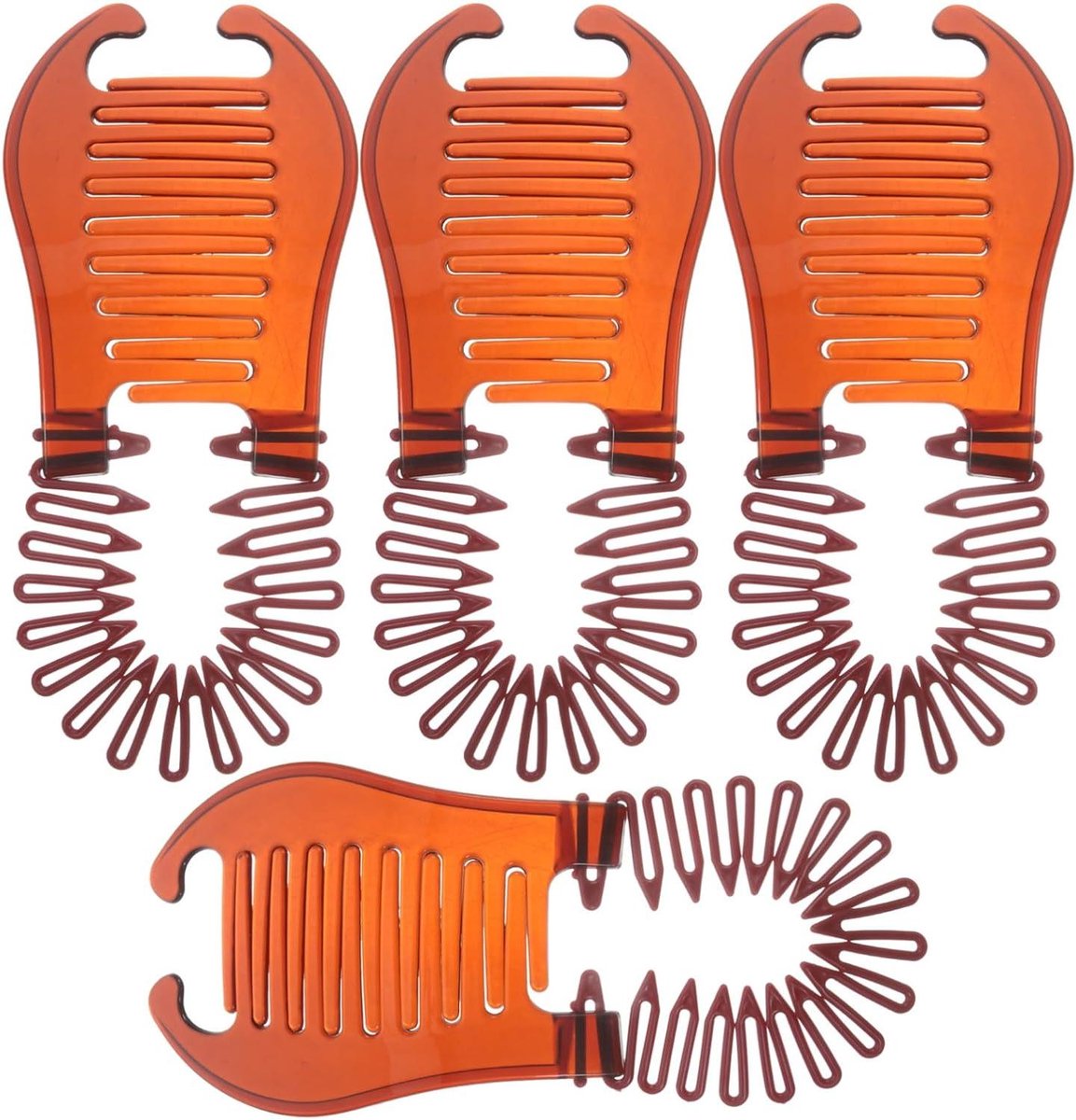 Haarkam Set - Bananenclips - Haar Styling - In elkaar grijpend ontwerp - 4 stuks - Bruin