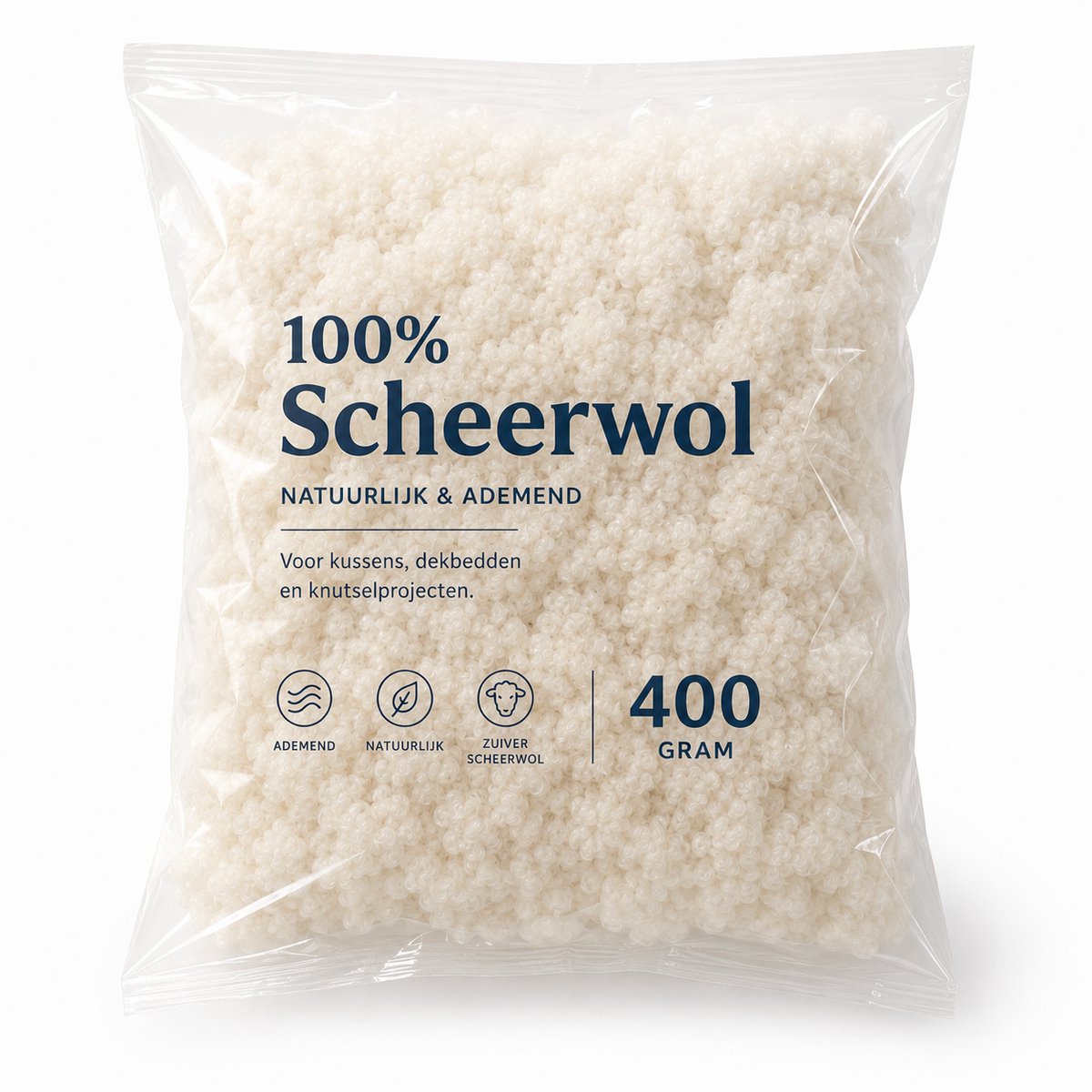 Scheerwol bolletjes 400 gram - 100% zuivere scheerwol - Kussenvulling - navulling - natuurlijke vulling - Organische vulling - Natuurproduct - Schapenvacht - wol