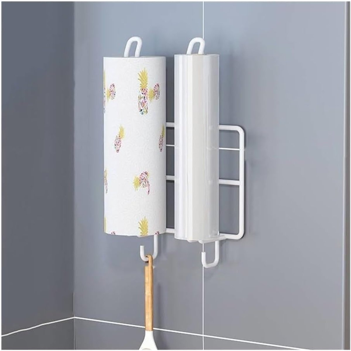 Keukenrolhouder - Papierhouder - Keuken organiseren - Wandmontage - One Size - Wit