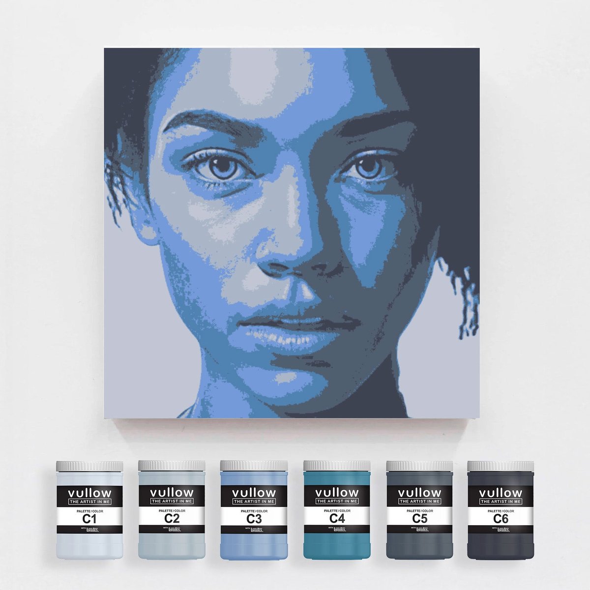 Vullow® Acrylverf Set C-Palet Blauwtinten – Mat – 6 x 20 ml – Voor Canvas, Hout en Papier