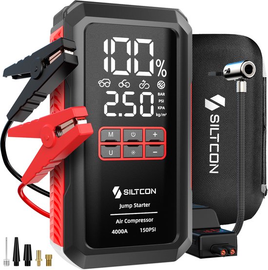 Siltcon® 12V 5-in-1 Jumpstarter voor Auto met Compressor