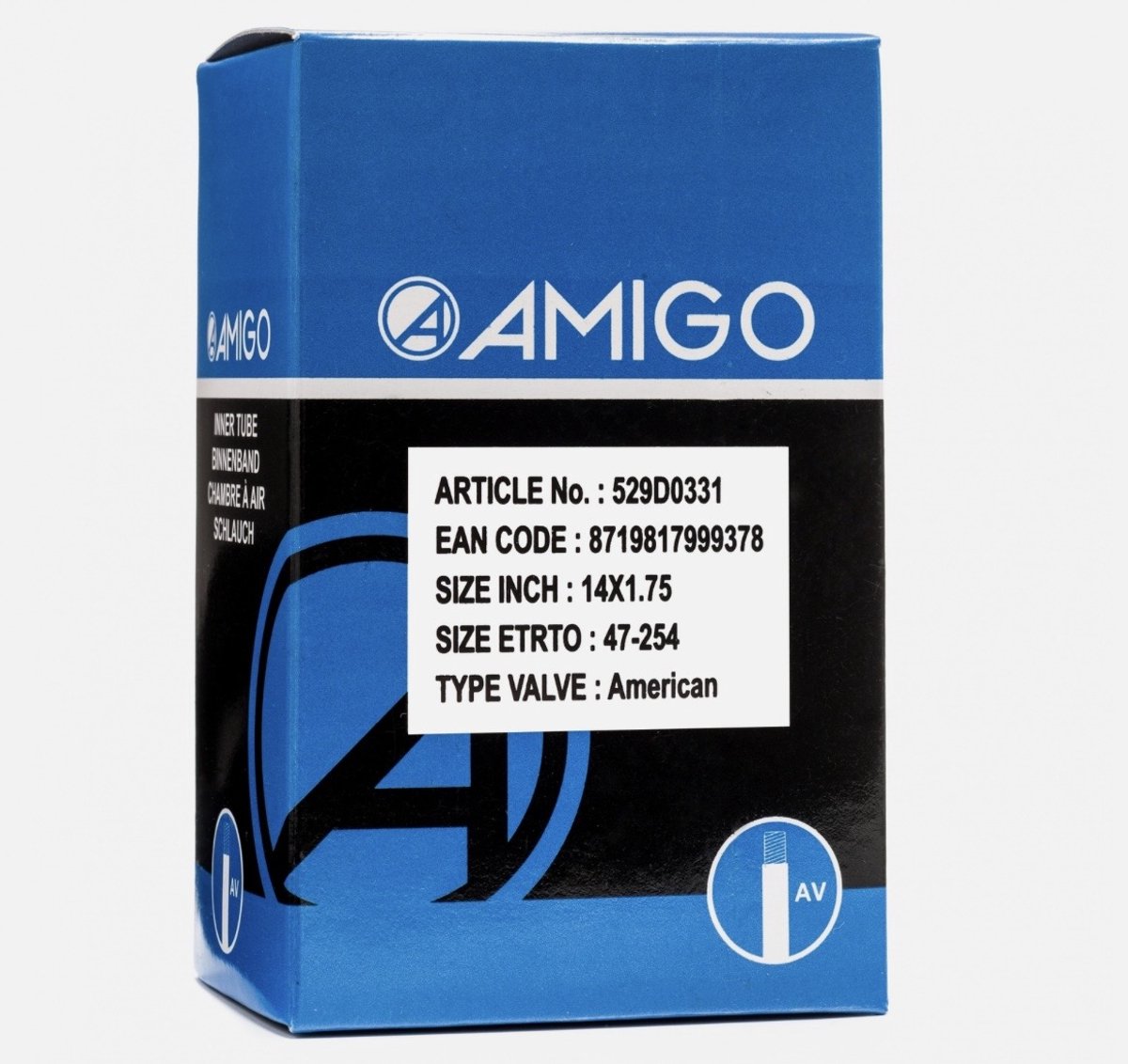Amigo Binnenband - 14x1.75 - ETRTO 47-254 - auto/Amerikaans ventiel