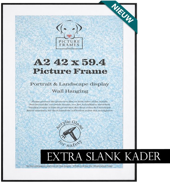 Cadre photo 40x40 cm - Noir mat - Cadre en aluminium avec passe-partout - Profil fin 8 mm - Cadre photo mural - Cadre affiche - Cadre interchangeable