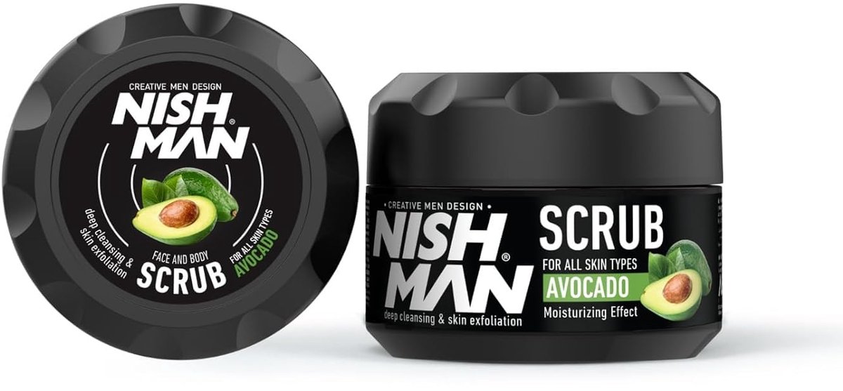 Nishman Avocado Gezichtsscrub 300 ml - Diepe Reiniging - voor Mannen