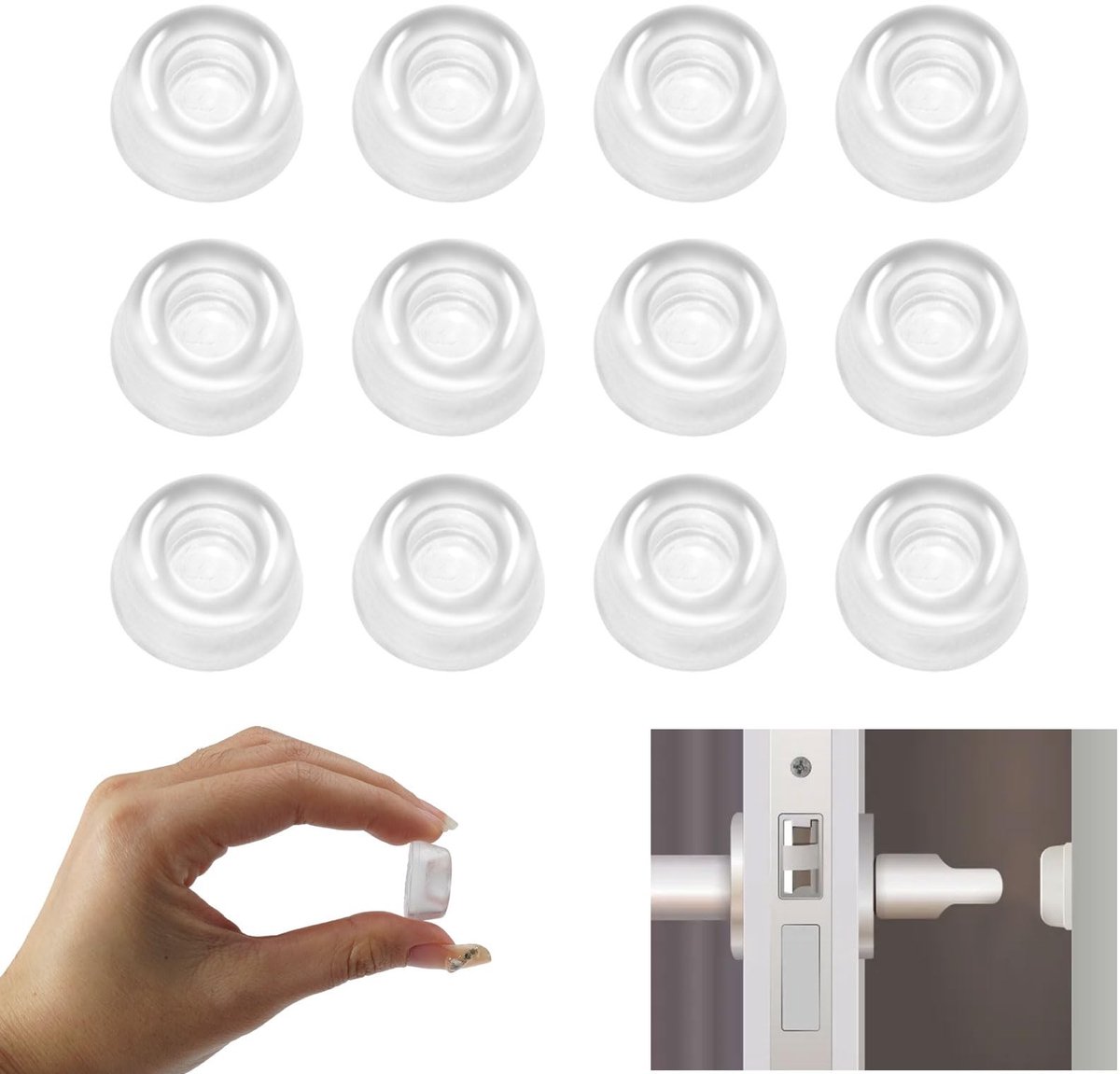 aladdien - Deurstoppers - Transparant - Geluiddempende rubberen buffers - 12 stuks - Zelfklevend - Beschermende voeten - Voor meubels