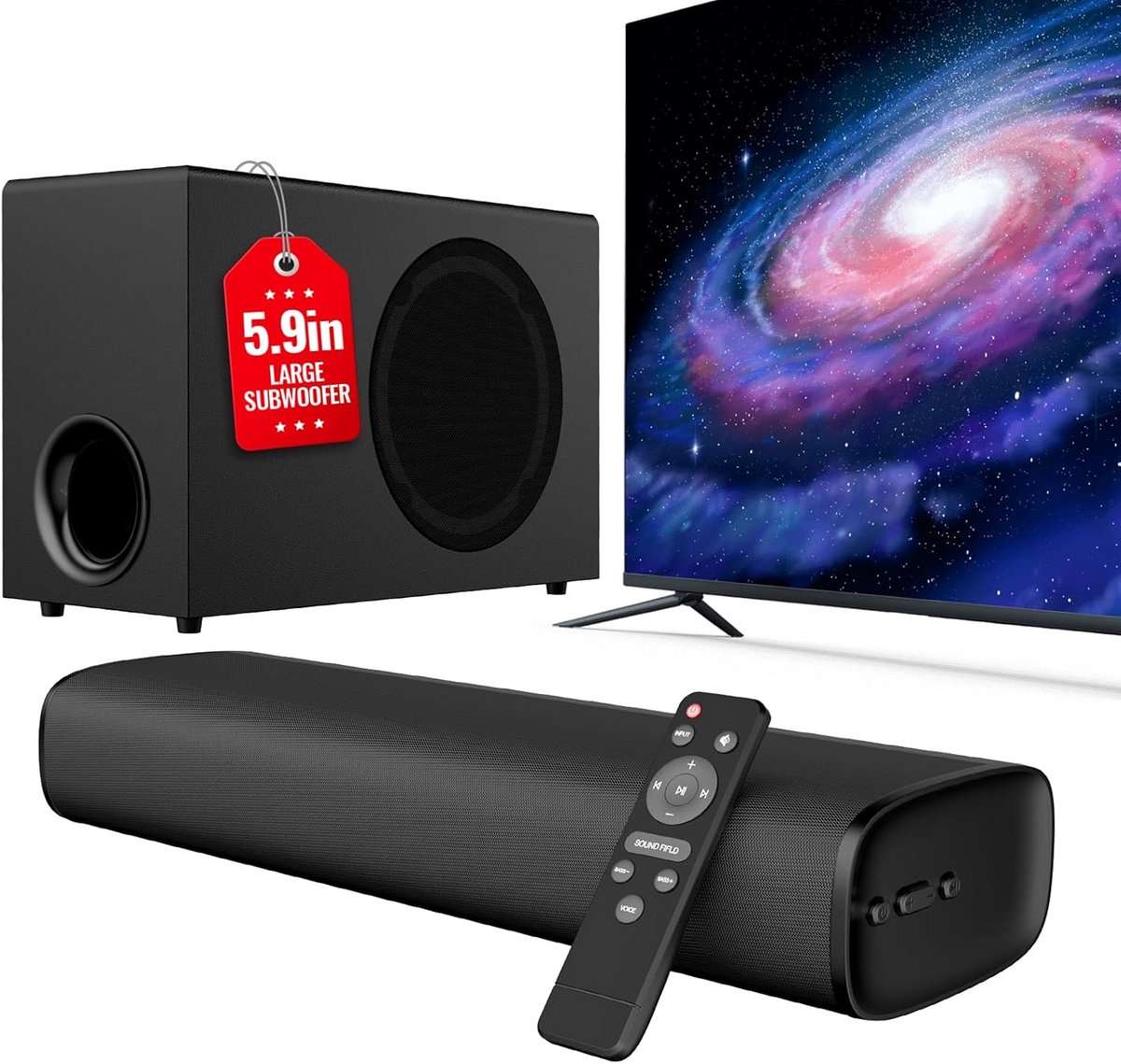 Soundbar met Subwoofer - Home Cinema - Films en Muziek - Diepe Bas - 446 cm - Zwart