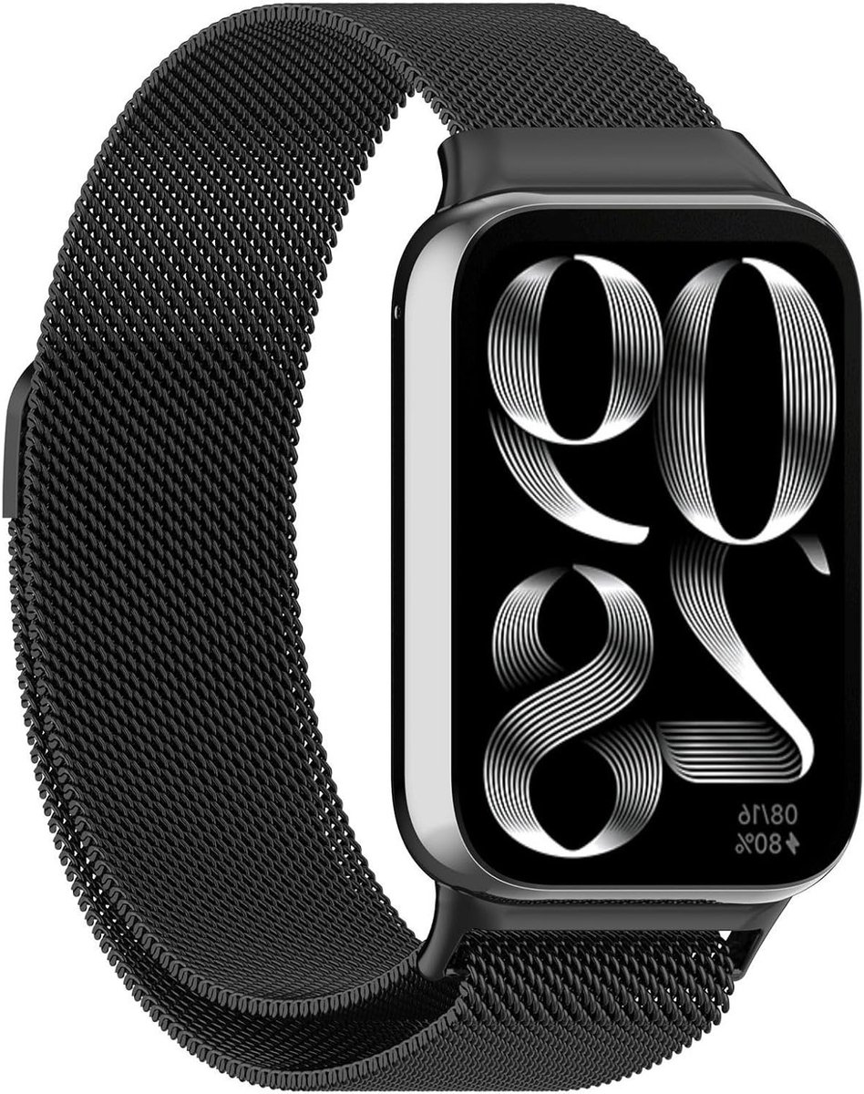 Verstelbare RVS Magnetische Vervangbanden voor Smart Bands en Smartwatches, Geschikt voor Diverse Modellen, Zwart
