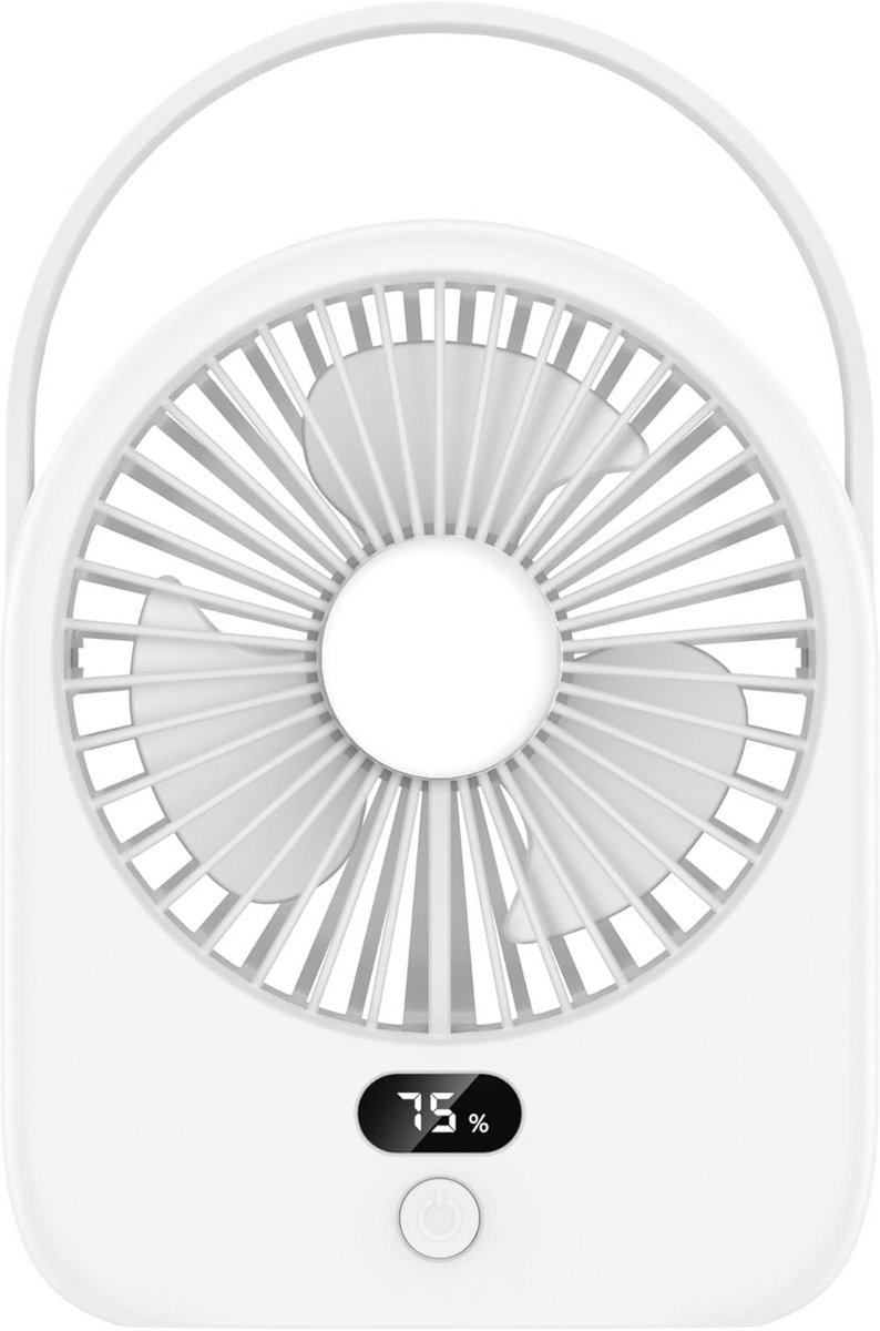 Oplaadbare USB Bureausventilator met Nachtlamp en Digitaal Display