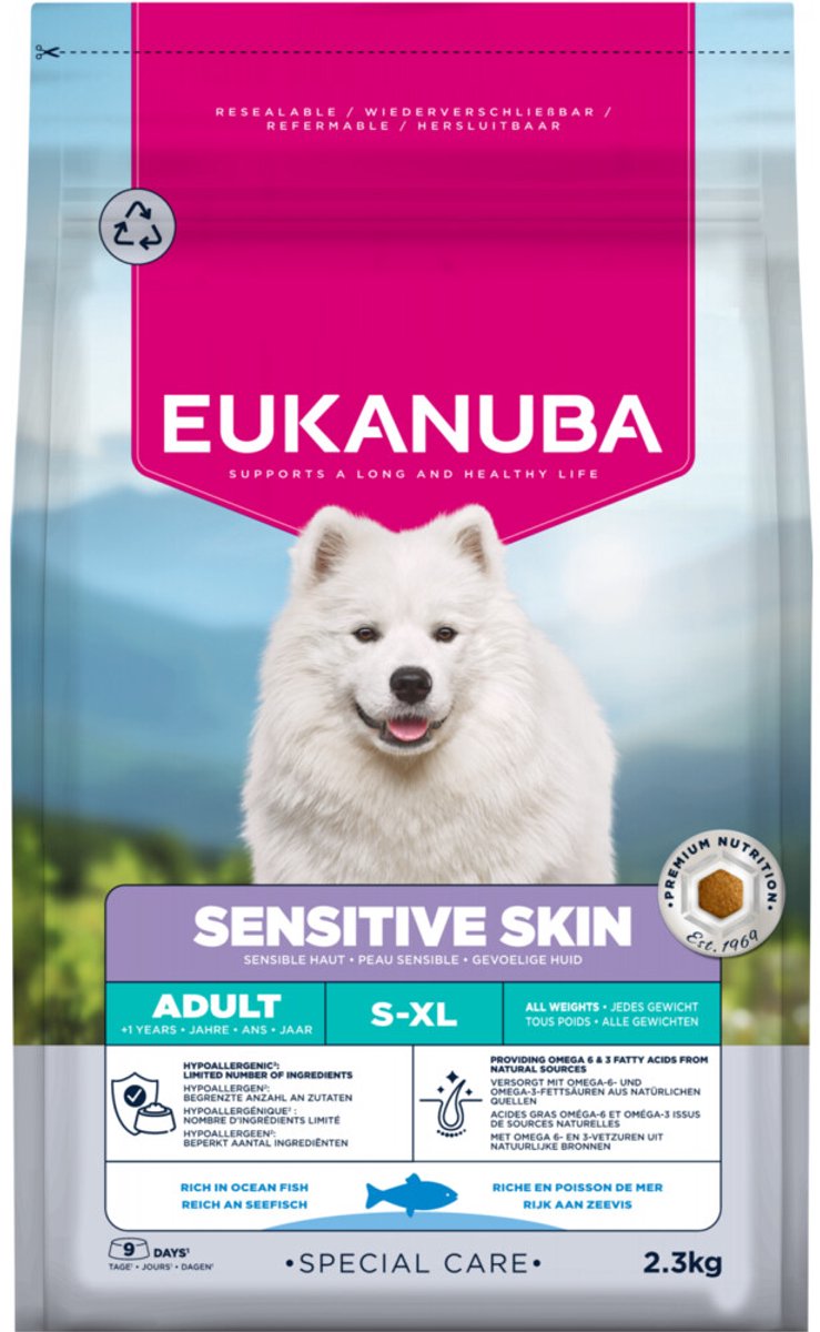 Eukanuba Eukanuba Hondenvoer Droog Special Care Adult Sensitive Skin - 3 x 2,3 kg - Voordeelverpakking