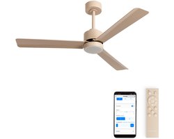 CREATE - Stille plafondventilator 40W met licht - Zand - Ø132cm - WIFI + Afstandsbediening - WIND MODERN