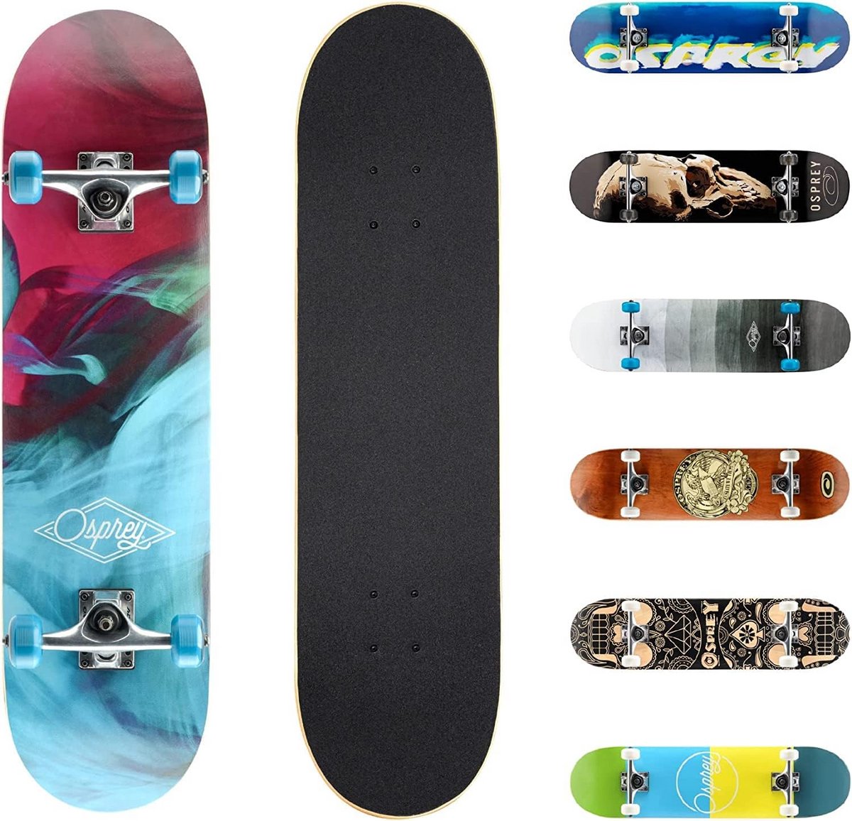Osprey Compleet Skateboard 78 7 cm x 20 3 cm Double Kick Skateboard voor kinderen en volwassenen hol dek inclusief griptape dek en wielen meerdere ontwerpen