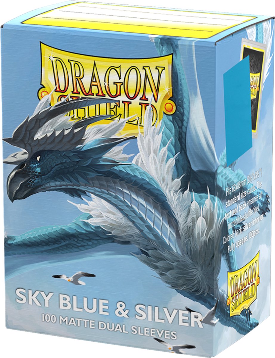 Dragonshield 100 Box Dual Matte Sleeves Sky Blue & Silver
