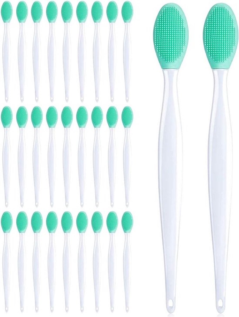 Siliconen Exfoliërende Lip Borstel Dubbelzijdig voor Zachte Reiniging - 24 Stuks - Groen