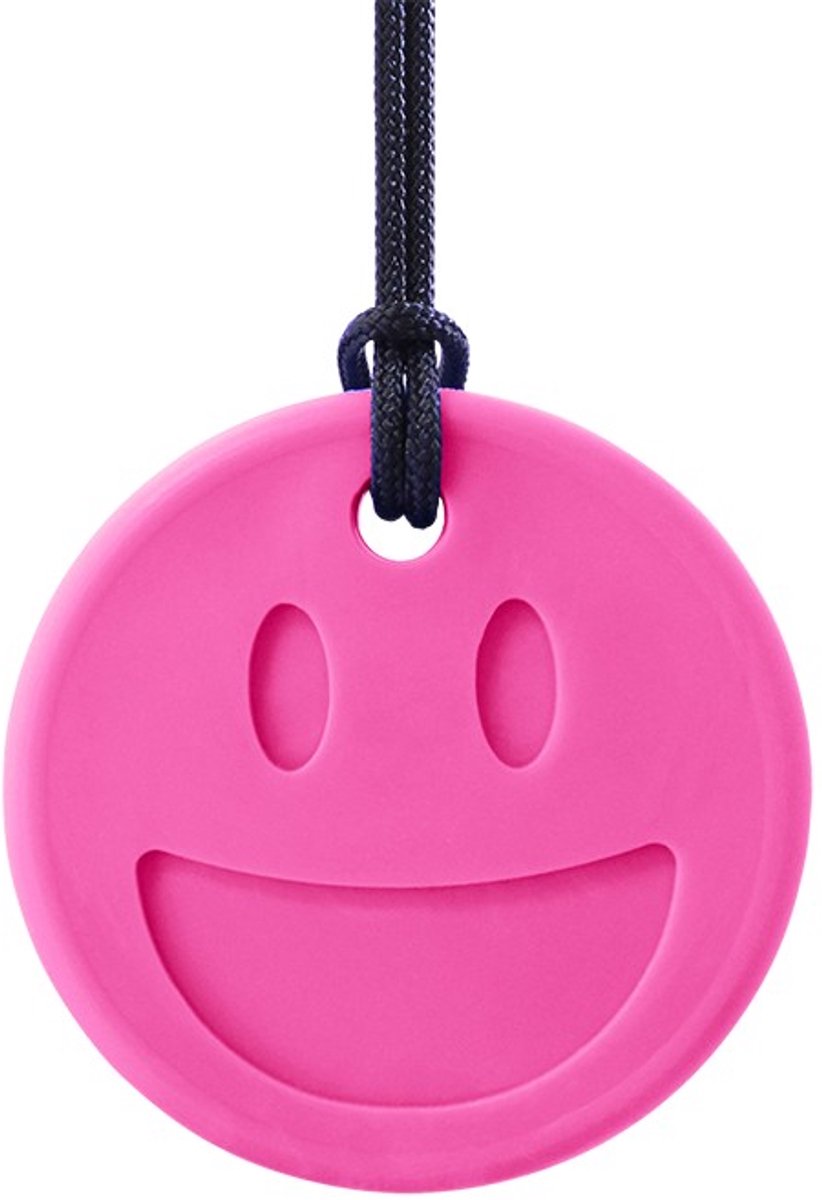 ARK Therapeutic kauwsieraad speelgoed Smiley Face Chewmoji Hot Pink.
