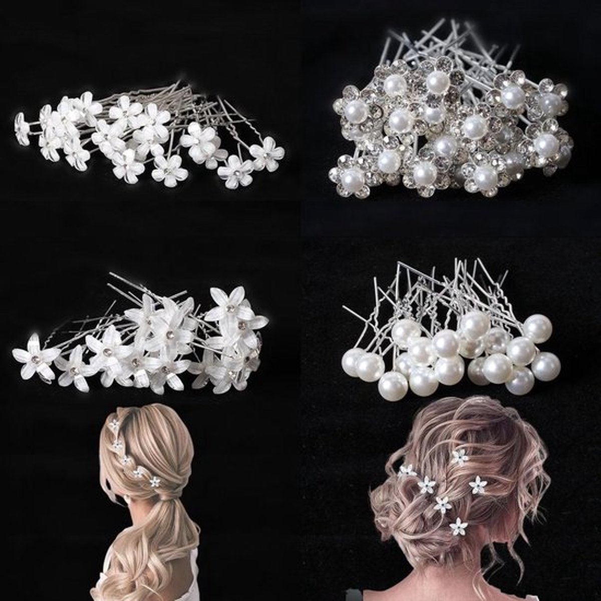 Bruids Haarspelden Set met Parel en Kristal voor Bruiloft - 20 Stuks