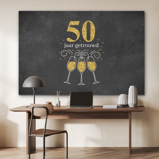 Décoration murale Métal - Peinture Aluminium Industriel - Se marier - 50 ans de mariage - Citations - Dictons - 150x100 cm - Dibond - Photo sur aluminium - Décoration murale industrielle - Pour le salon/chambre