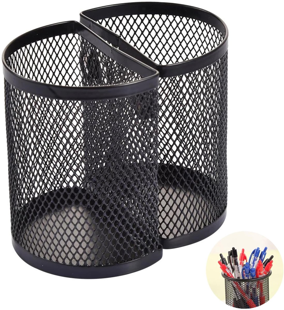 aladdien - Metalen potloodbeker - Magnetische pennenhouder - Multifunctioneel - Zwart - Organizer voor kantoorbenodigdheden - Geschikt voor kluisje ...