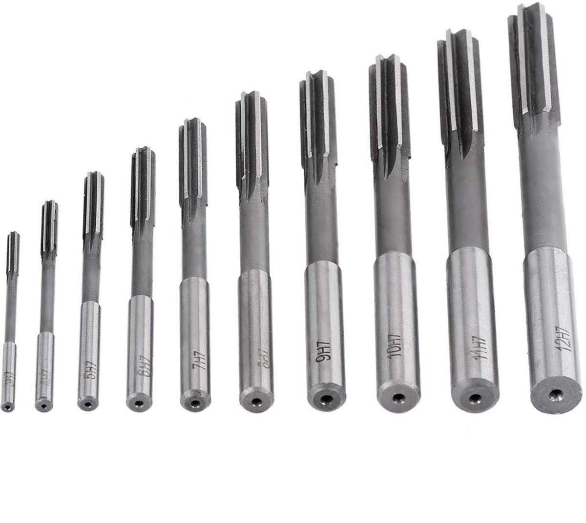 Dailygoods- Spanruimerset 10 Stuks - HSS Ruimers - Schachtdiameter 3-12 mm - Hoogwaardig Snelstaal - Hoge Nauwkeurigheid - Lange Levensduur