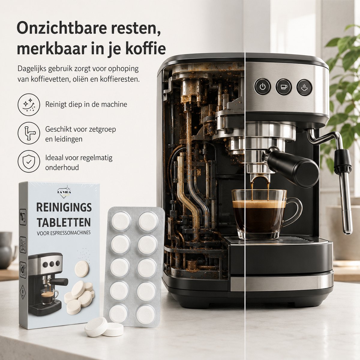 La Vida Luxe Reinigingstabletten Koffiemachine – 20 Stuks – Universele Koffiemachine Reiniger – Onderhoudstabletten voor Espresso- en Koffiezetapparaten — afbeelding 3