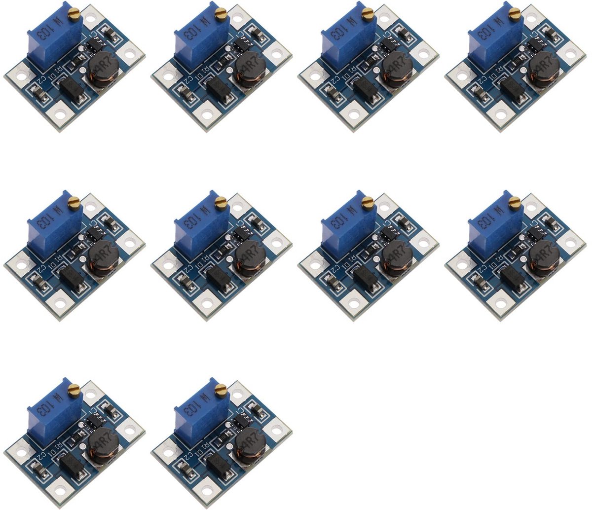 SPHProducts - DC Spanningsregelaar - Verstelbare Step Up Boost Converter - Compact formaat - Voeding Module - Ideaal voor hobbyprojecten - 10 stuks