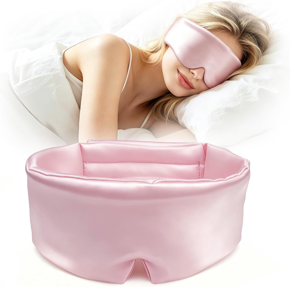 Zijdeslaapmasker - Oogmasker - Ongestoord Slapen - Volledige Lichtblokkering - 30 x 14 x 2 cm - Roze